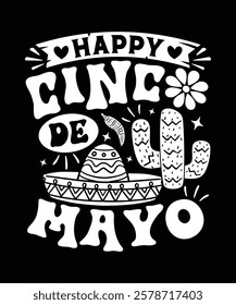 Happy Cinco De Mayo festive vector illustration, great for t-shirts and decor.