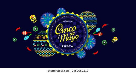 Feliz Fiesta del Cinco de Mayo. Celebración del Cinco de Mayo. 5 de mayo, feriado federal en México. diseño para cartel, Anuncio, volante, tarjeta, correo, portada, saludo. Ilustración vectorial