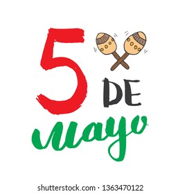 Happy Cinco de Mayo greeting card Hand lettering. Mexican holiday. vector illustration isolated on white background