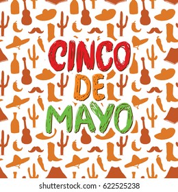 Happy Cinco de Mayo greeting card Hand lettering. Mexican holiday. vector illustration