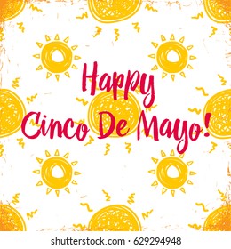 Happy Cinco de Mayo hand drawn greeting card