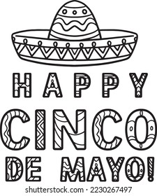 Happy Cinco de Mayo Einzige Farbseite 