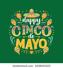 Happy Cinco de mayo Shirt Design-Vorlage. bestes Cinco de mayo T-Shirt Design. Schriftzug Cinco de mayo. Cinco de mayo Typografie