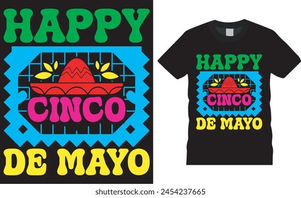 Happy Cinco de mayo, Cinco de mayo T-Shirt Design Vektorgrafik Vorlage. Cinco de mayo Motivationszitat Typografie Einzigartiges Trendfestival T-Shirt-Design. Dieses T-Shirt-Design ist bereit für jeden Druckgegenstand.
