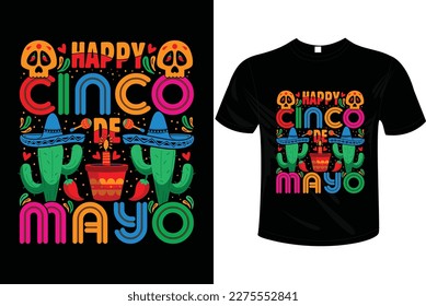 FELIZ vector CINCO DE MAYO T-SHIRT, dibujado a mano, camiseta del festival, escuadrón Margarita, singular, caricatura Colorida. Camisetas utilizadas para la moda, la impresión, el afiche, la pancarta, el regalo, la tarjeta, la pegatina, etc.