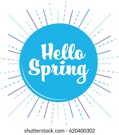 Happy circle banner with handlettering 'Hello Spring' 