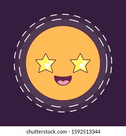 happy circle cartoon design, Kawaii expression cute character funny and emoticon theme Vector illustration