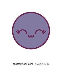 happy circle cartoon design, Kawaii expression cute character funny and emoticon theme Vector illustration