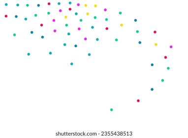 Happy Circle Celebrate Vector White Background. Carnaval Round Wallpaper. Independence Rain Banner. Rainbow Polka Decoration Card.
