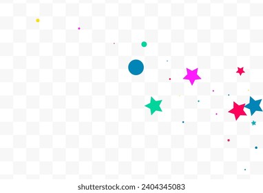 Happy Circle and Star Celebration Vector Transparent Background. Celebrate Rain Postcard. Carnival Shine Background. Rainbow Dust Festival Invitation.