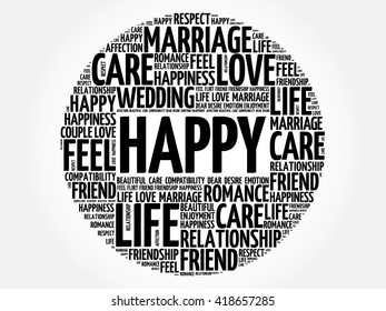 Happy circle word cloud collage concept