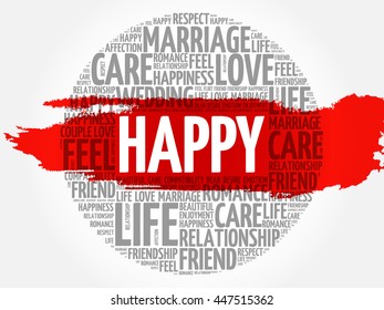 Happy circle word cloud collage concept