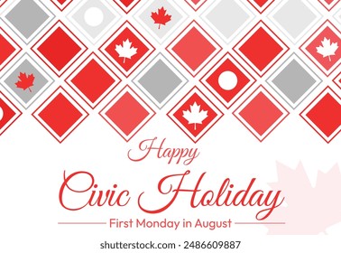 Vector de Formas editables Happy Civic Festiva con diseño de hojas y tipografía. Primer lunes de agosto se celebra como fiesta cívica en Canadá, fondo