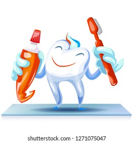 Happy clean tooth concept background. Cartoon illustration of happy clean tooth vector concept background for web design