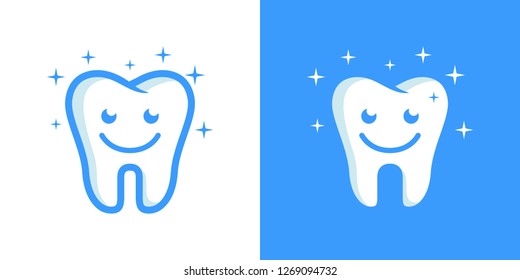 happy clean white tooth icon - dental illustration design vector