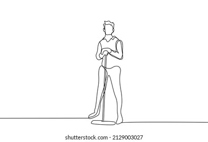 happy cleaning man posing with cleaning clothes and supplies