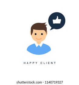 Happy Client Customer Business Icon. Feedback Client Positive Sign Smile Symbol.