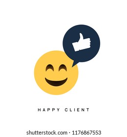 Happy Client Customer Business Icon. Feedback Client Positive Sign Smile Symbol.