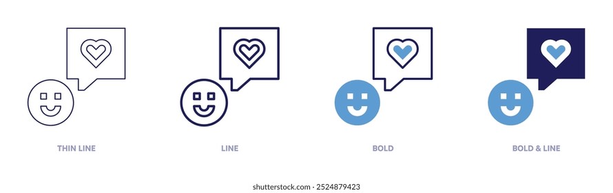 Happy client icon in 4 different styles. Thin Line, Line, Bold, and Bold Line. Duotone style. Editable stroke.