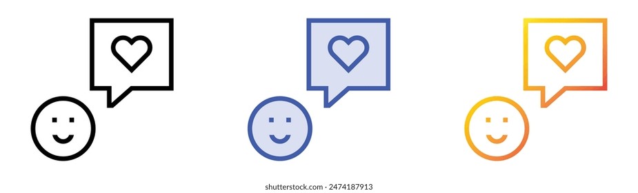 happy client icon. Linear, Blue Fill and Gradient Style Design Isolated On White Background