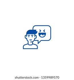 Happy client line icon concept. Happy client flat  vector symbol, sign, outline illustration.