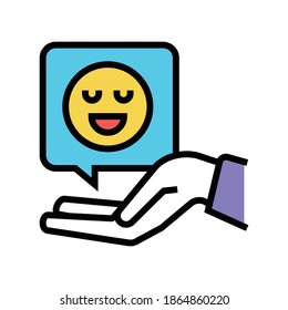 happy client review color icon vector. happy client review sign. isolated symbol illustration