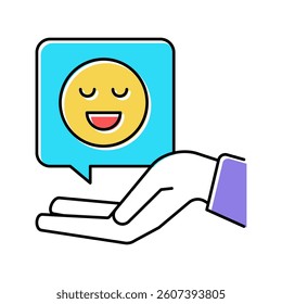 happy client review color icon vector. happy client review sign. isolated symbol illustration