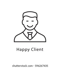 Happy Client Vector Line Icon 