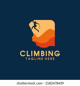 Happy climbing premium vector logo