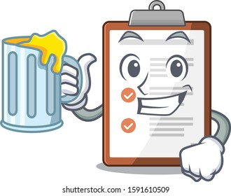Happy clipboard Scroll mascot design with a big glass