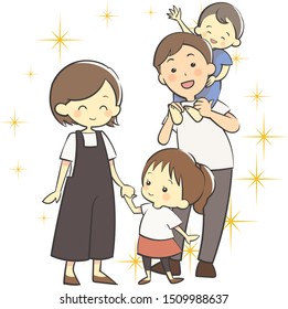 Happy and close family of four