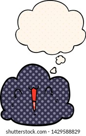 happy cloud cartoon with thought bubble in comic book style