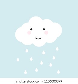 Happy cloud with drops pain