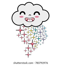 happy cloud kawaii with stars rainbow