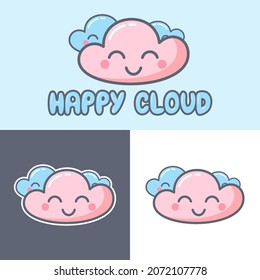 LOGOTIPO FELIZ DE LA NUBE, ICONO, STICKER