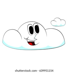 Happy Cloud. Mascot Character. Vector Illustration Retro Cartoon. Isolated On White Background.