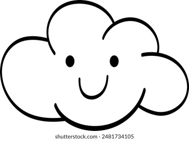 Happy Cloud Outline Vector Illustration