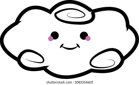 Happy Cloud Vector Drawing Illustration