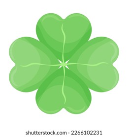 Happy clover leaf on a white background for St. Patrick's Day. Vector illustration. four-leaf clover.