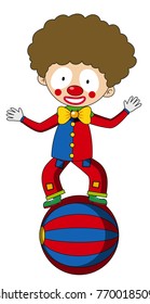 Happy clown balancing on big ball illustration