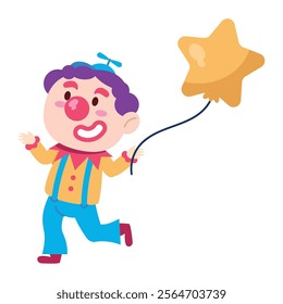 happy clown with balloons decoration isolated