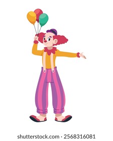 happy clown with balloons decoration isolated