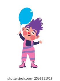 happy clown with balloons decoration isolated