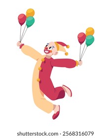 happy clown with balloons isolated