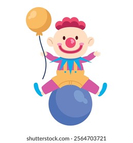 happy clown with balloons party isolated