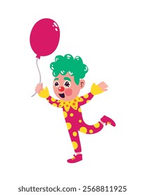 happy clown with balloons party isolated