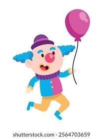 happy clown cartoon with balloon isolated