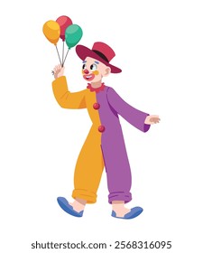 happy clown cartoon with balloons isolated