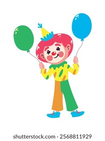 happy clown cartoon with balloons isolated