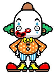 Happy Clown Cartoon Character Perform At Circus, Best For Sticker, Mascot, And Logo With Entertainment Themes For Kids